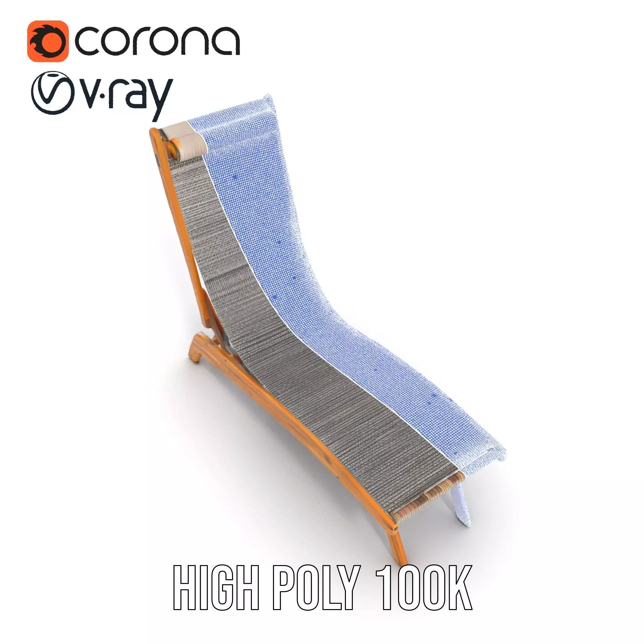 Natural Oak Lounger model pack Low-poly 3D model_15