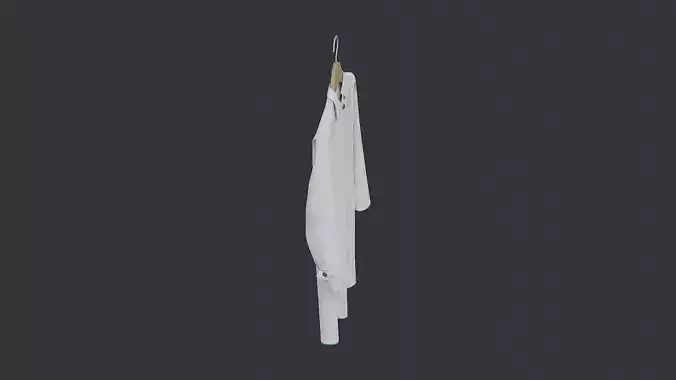 White butcher coat hanging on hanger