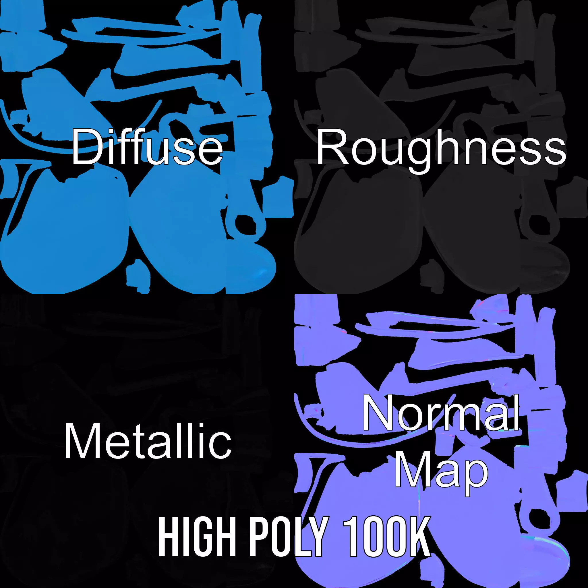 Blue Plastic Shovel model pack Low-poly 3D model_4