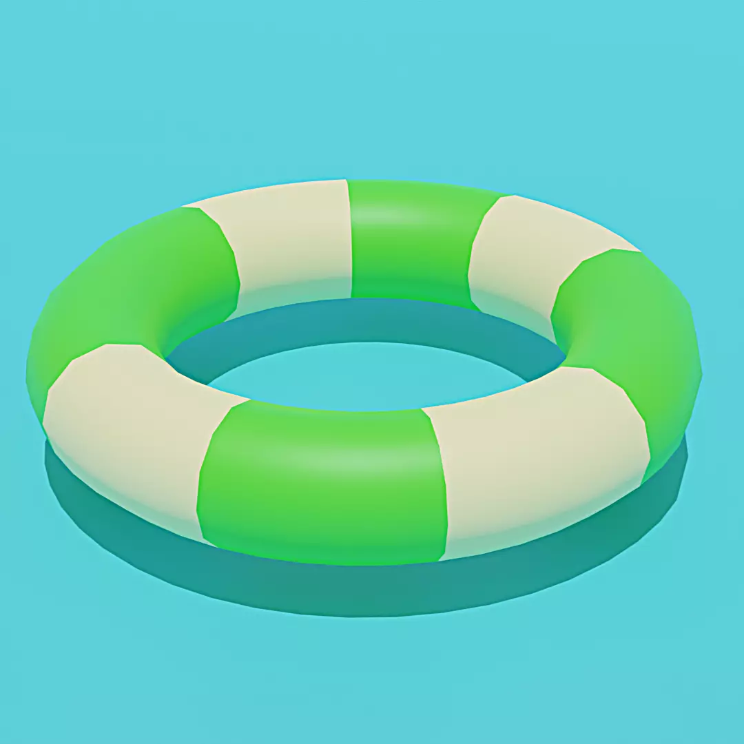 Green Poly Summer Tube Stylized Pool Float 3D Model Low-poly 3D model_1