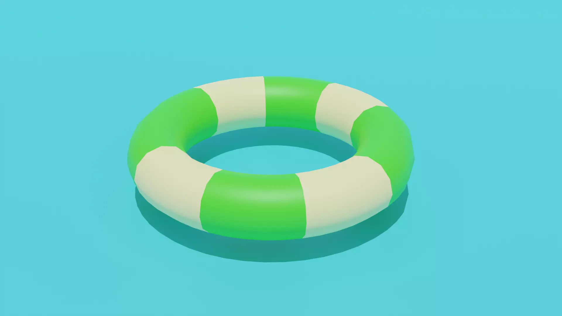 Green Poly Summer Tube Stylized Pool Float 3D Model Low-poly 3D model_0