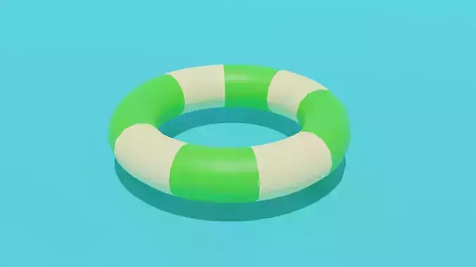 Green Poly Summer Tube Stylized Pool Float 3D Model
