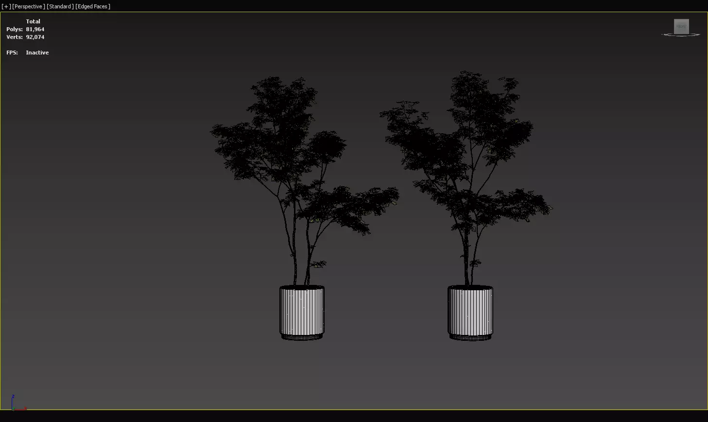Modern Potted Green Tree 3D Model Collection 3D model_2