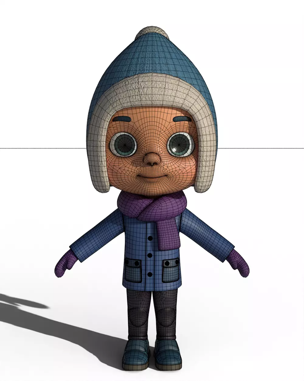 Cartoon Child Boy Winter Clothing 3D model_1