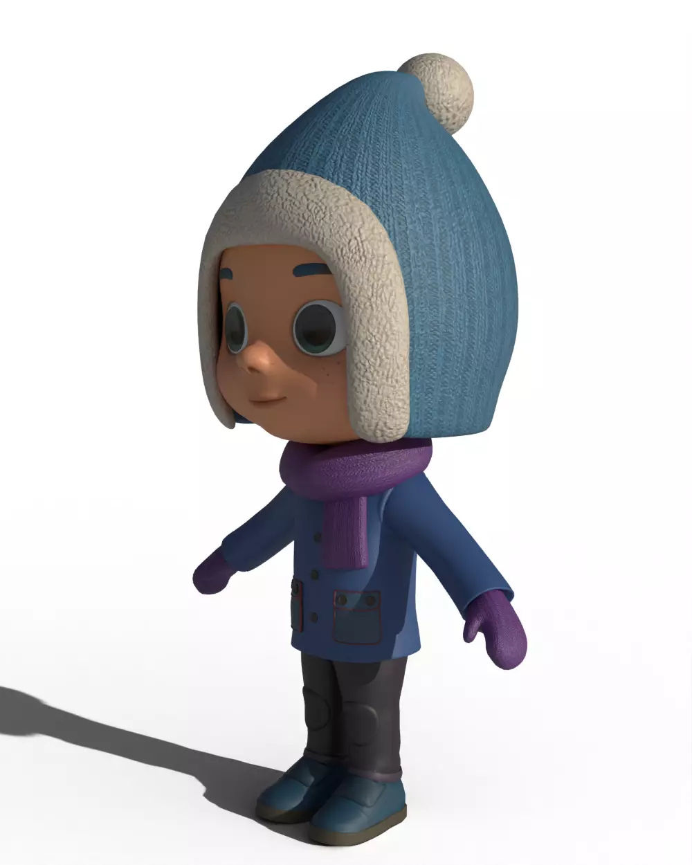 Cartoon Child Boy Winter Clothing 3D model_3