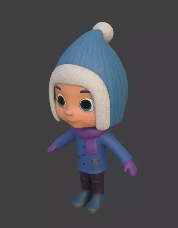 Cartoon Child Boy Winter Clothing 3D model_13