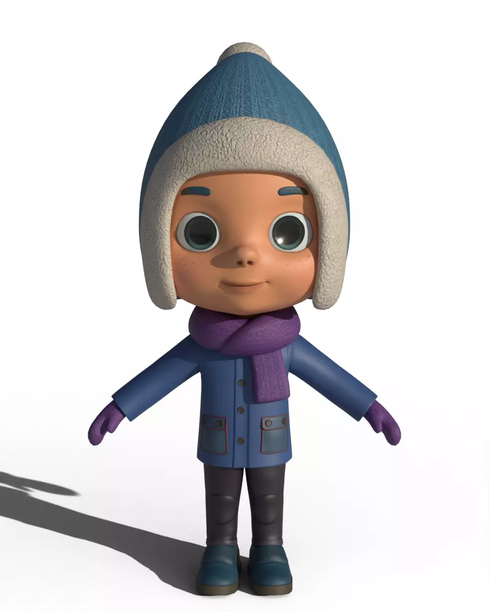 Cartoon Child Boy Winter Clothing 3D model_0