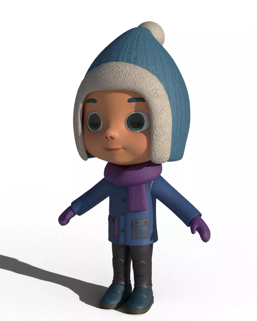 Cartoon Child Boy Winter Clothing 3D model_2