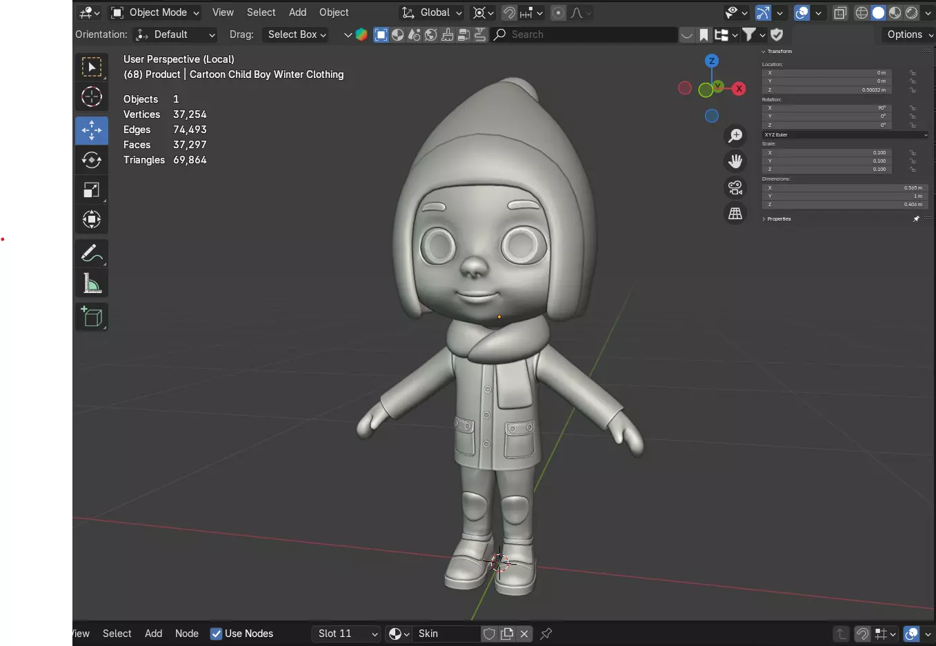 Cartoon Child Boy Winter Clothing 3D model_12