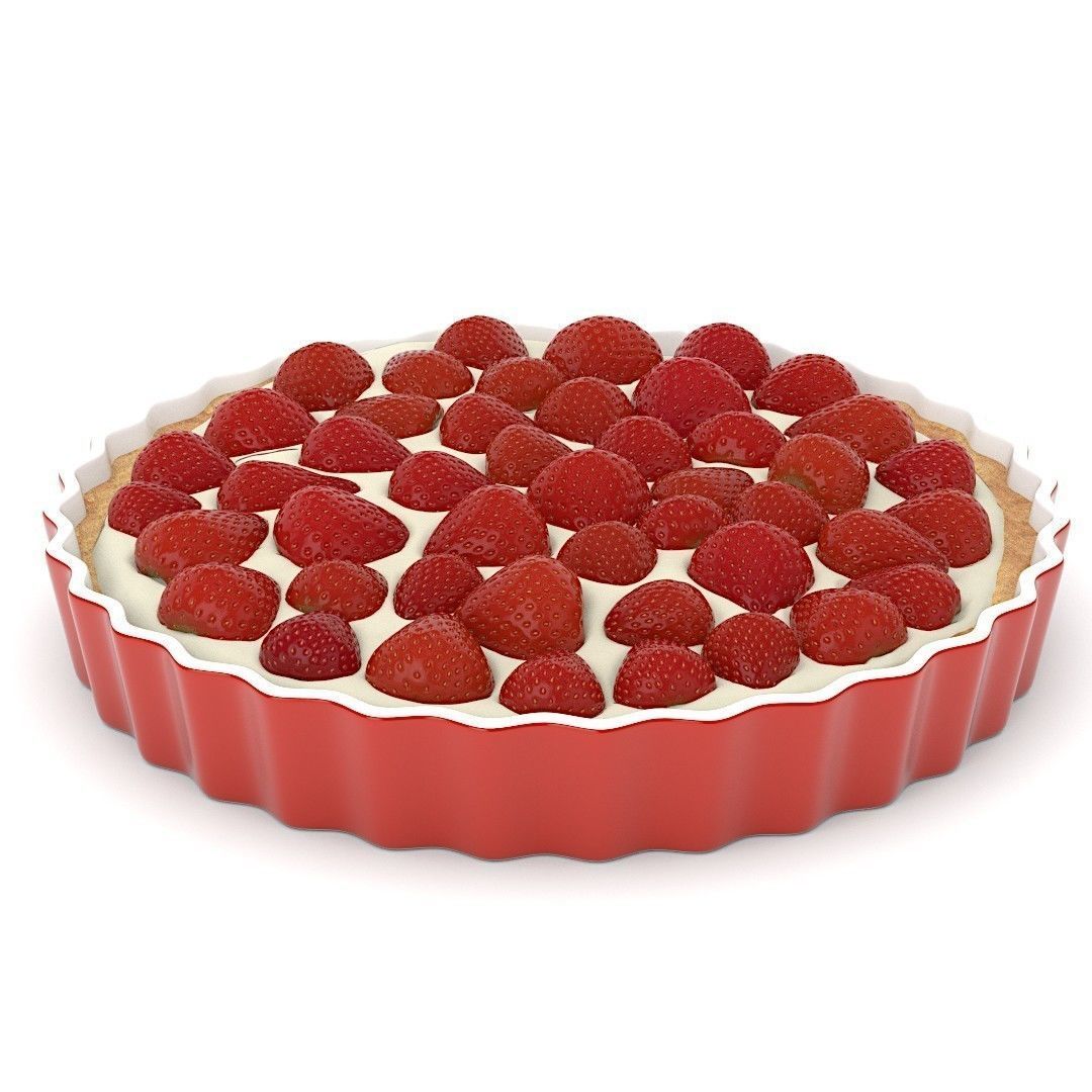 Strawberriespie strawberry tart in pie dish 3D model_2