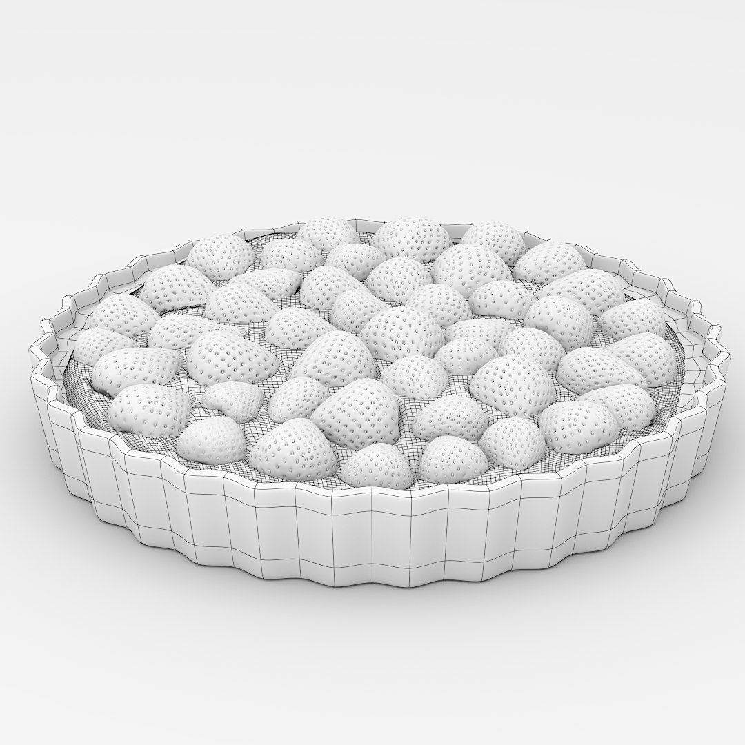 Strawberriespie strawberry tart in pie dish 3D model_3