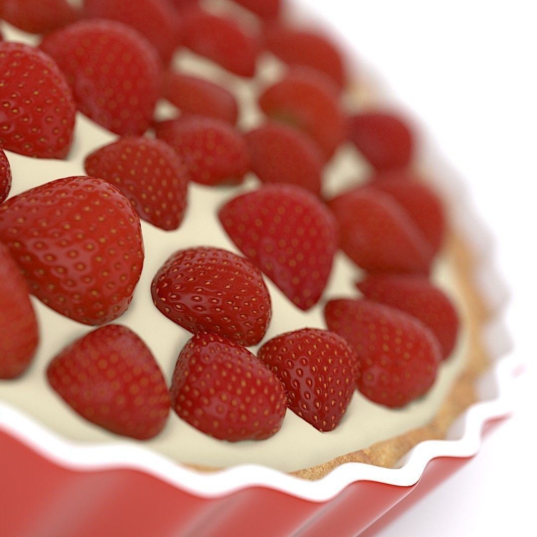 Strawberriespie strawberry tart in pie dish 3D model_1