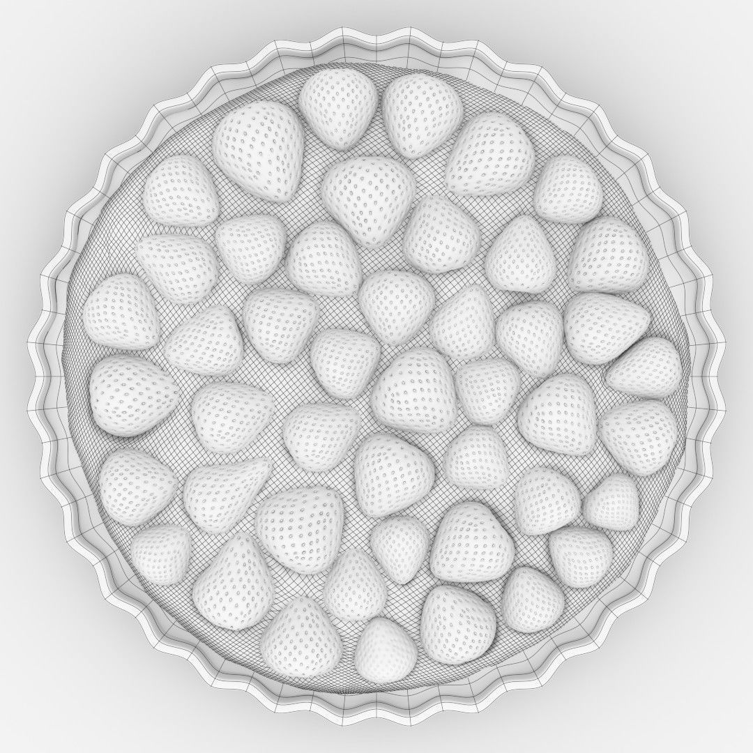 Strawberriespie strawberry tart in pie dish 3D model_7