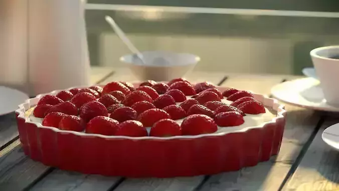 Strawberriespie strawberry tart in pie dish 3D model