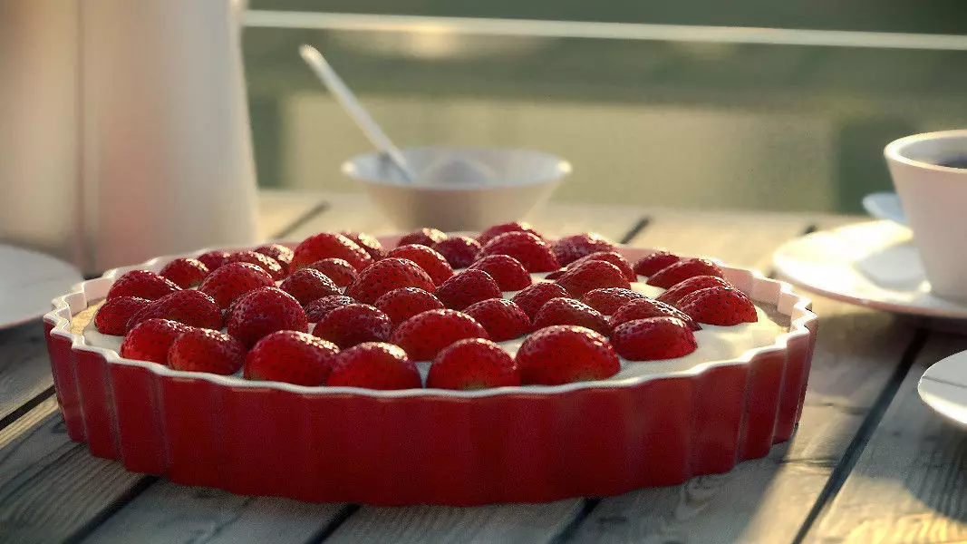 Strawberriespie strawberry tart in pie dish 3D model_0