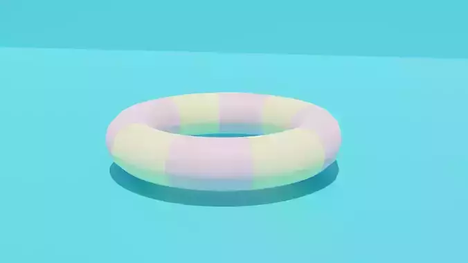 Low Poly Summer Tube Stylized Pool Float 3D Model