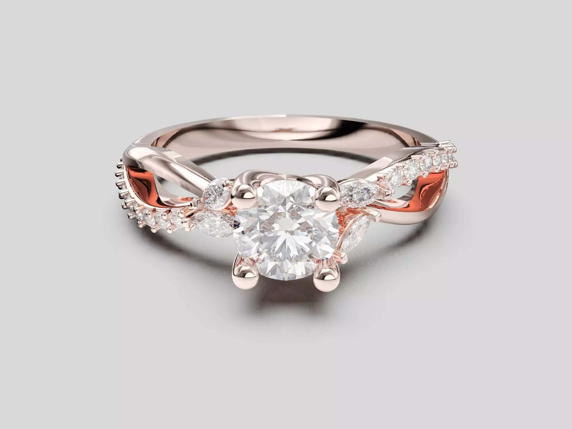 Engagement ring 3D print model_4