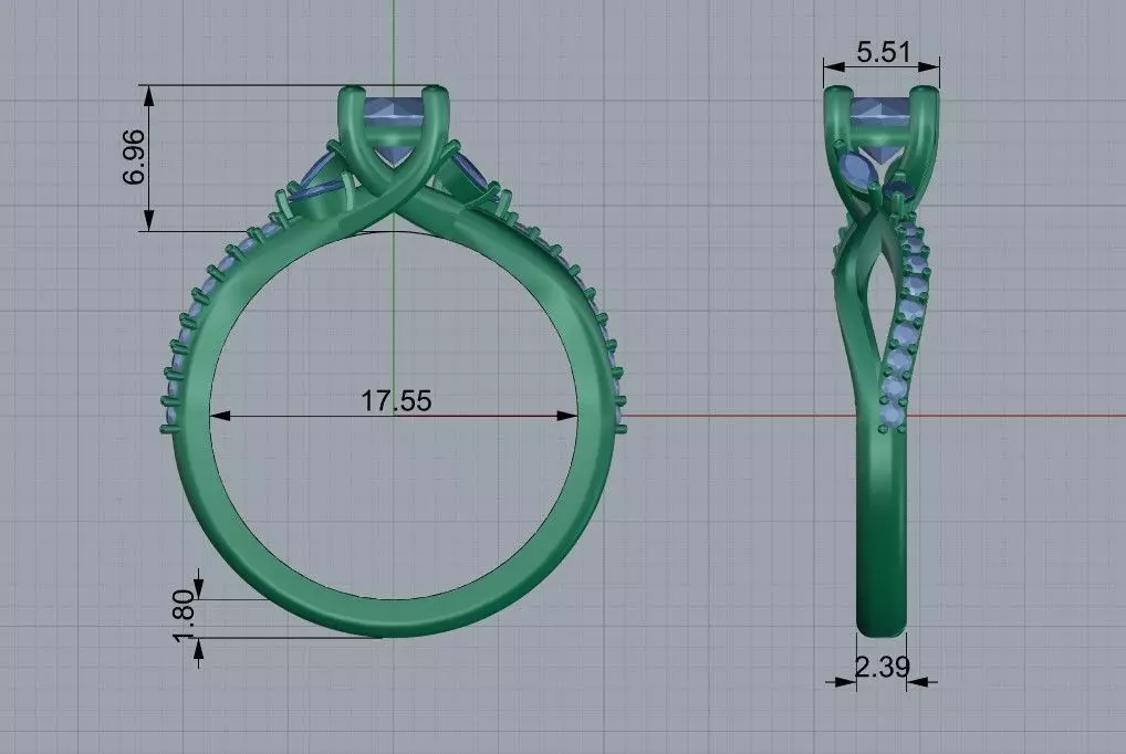 Engagement ring 3D print model_9