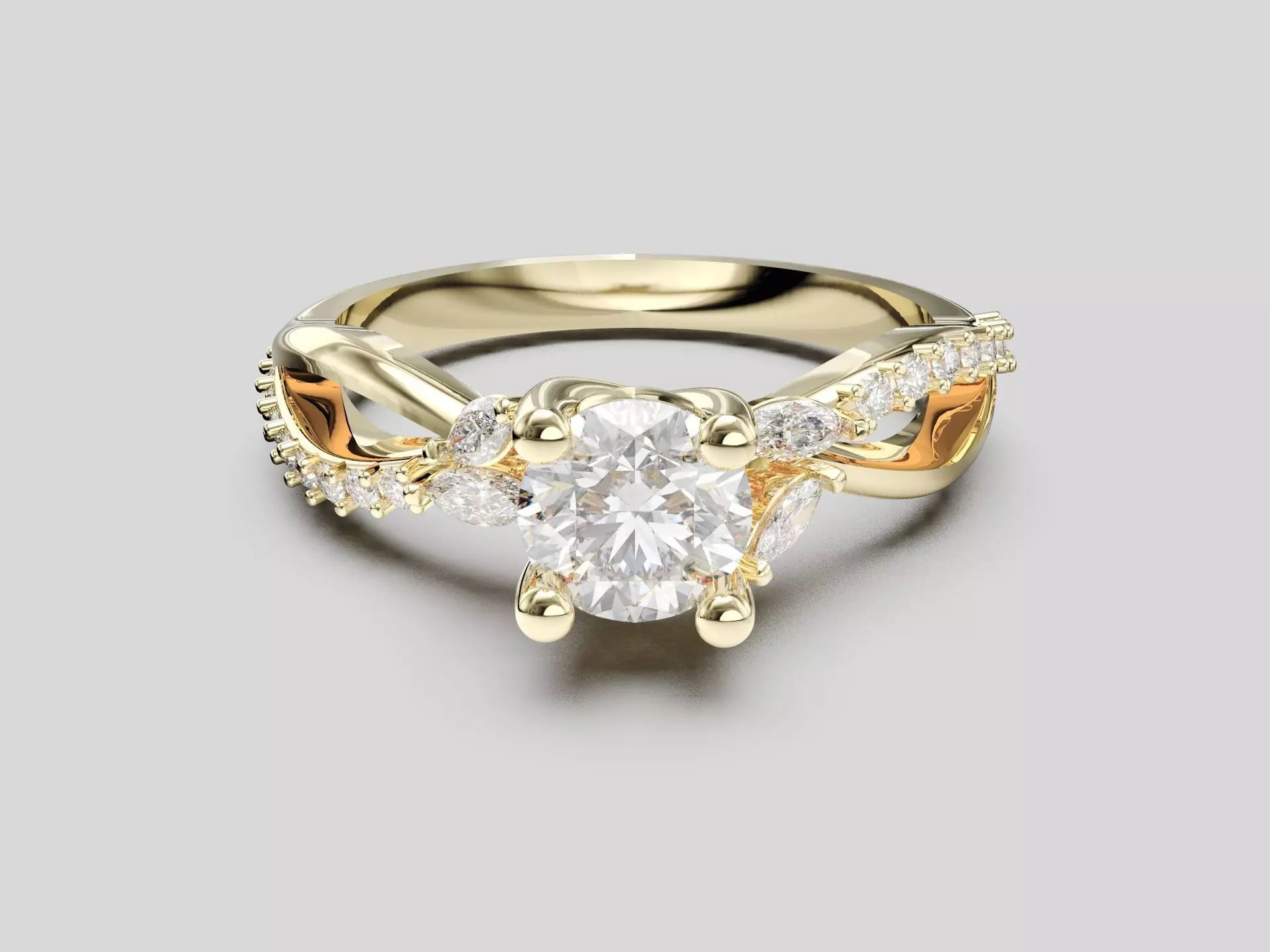Engagement ring 3D print model_3