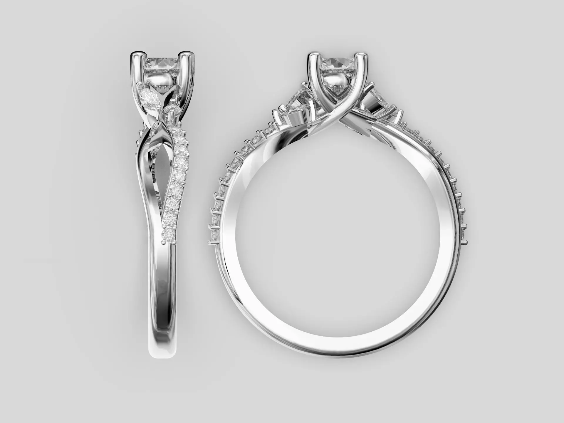 Engagement ring 3D print model_8