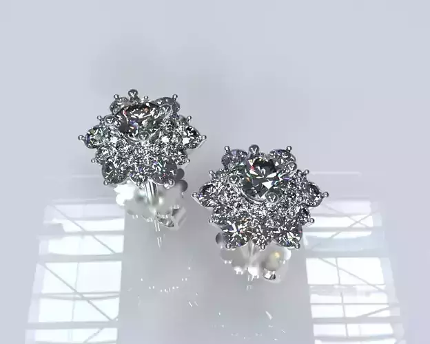 Elegant Diamond Earing 3D JewelryModelMesh 3dm OBJ STL Printable