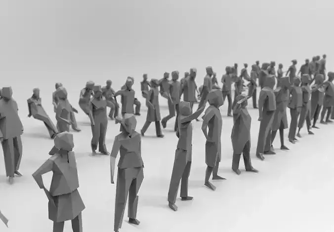 Low poly silhouette people pack - 115 pcs Low-poly 3D model