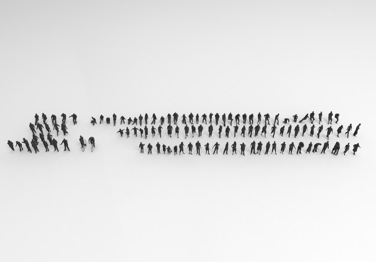 Low poly silhouette people pack - 115 pcs Low-poly 3D model_4