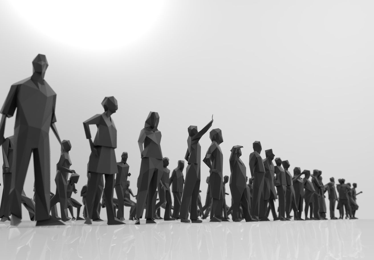 Low poly silhouette people pack - 115 pcs Low-poly 3D model_2