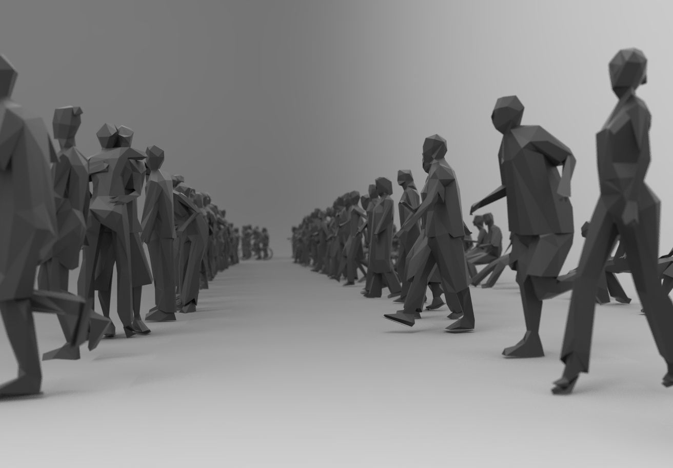 Low poly silhouette people pack - 115 pcs Low-poly 3D model_1
