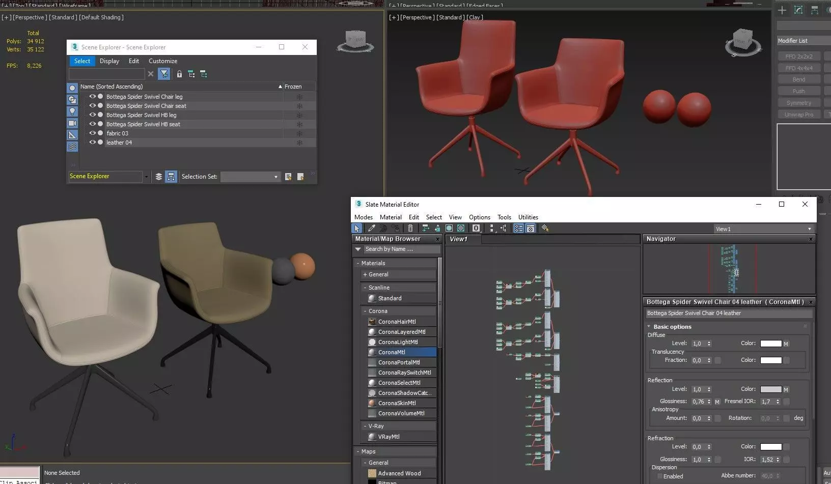 Bottega Spider Swivel Chair 3D model_8