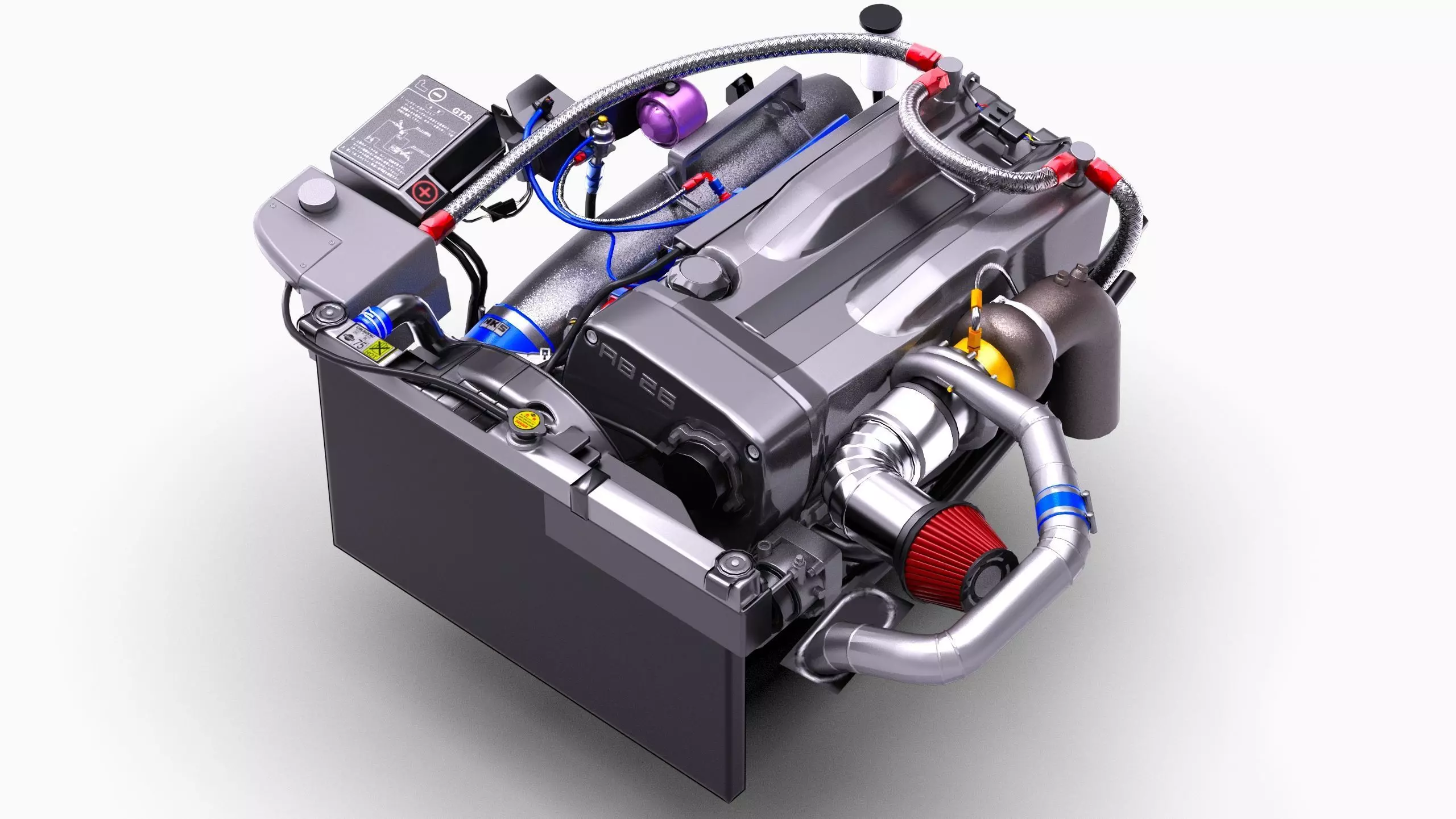 RB26 Inline 6 600Hp Turbonetics Engine Low-poly 3D model_0