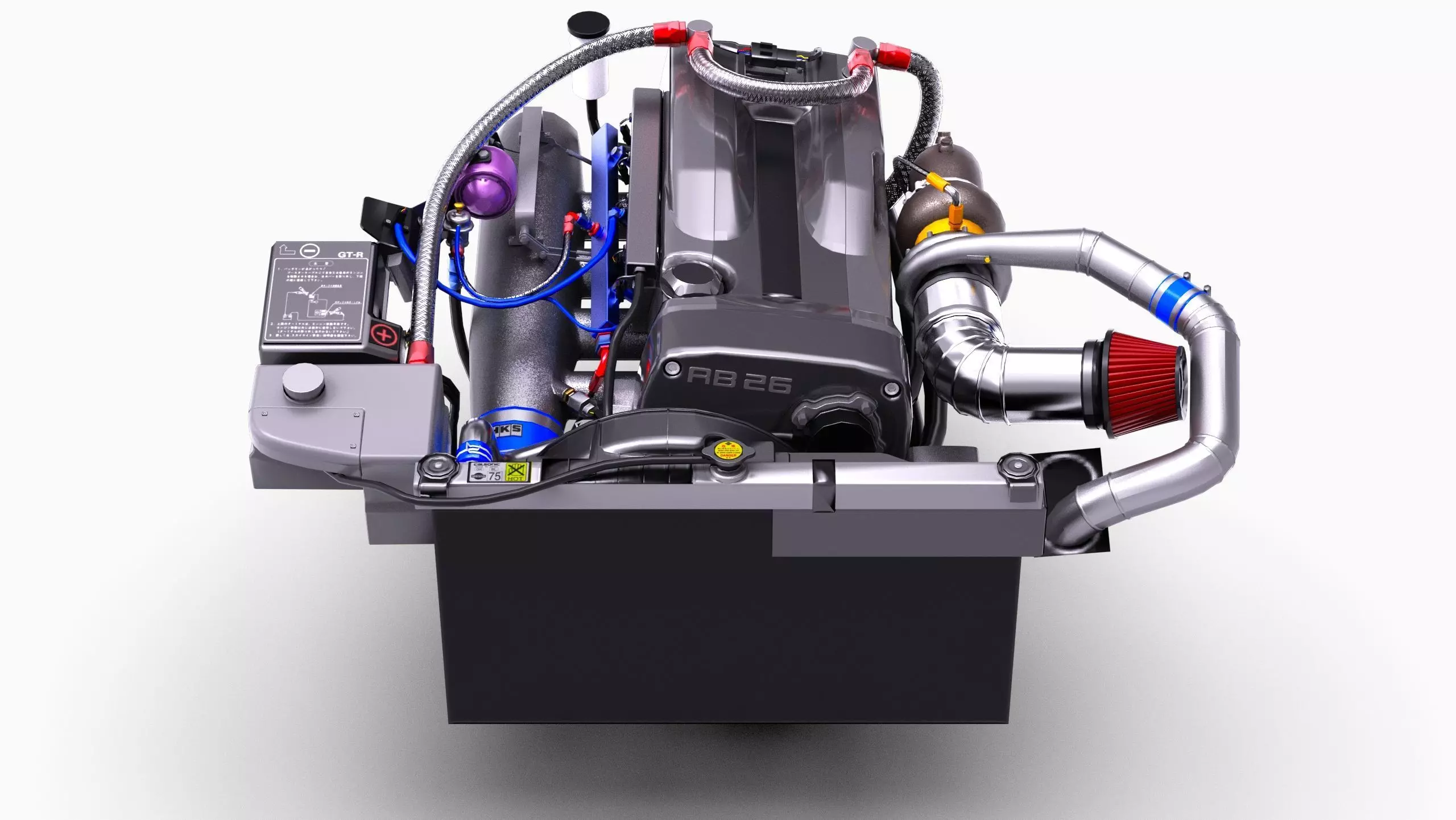 RB26 Inline 6 600Hp Turbonetics Engine Low-poly 3D model_1