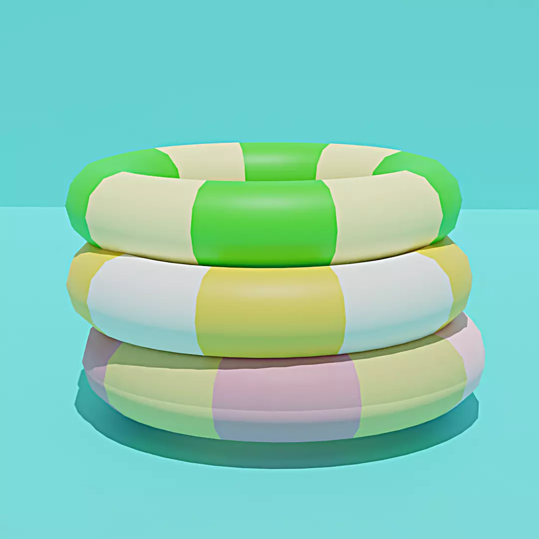 Low Poly Inflatable Tube Pack Stylized 3D Model 3 Variants Low-poly 3D model_0