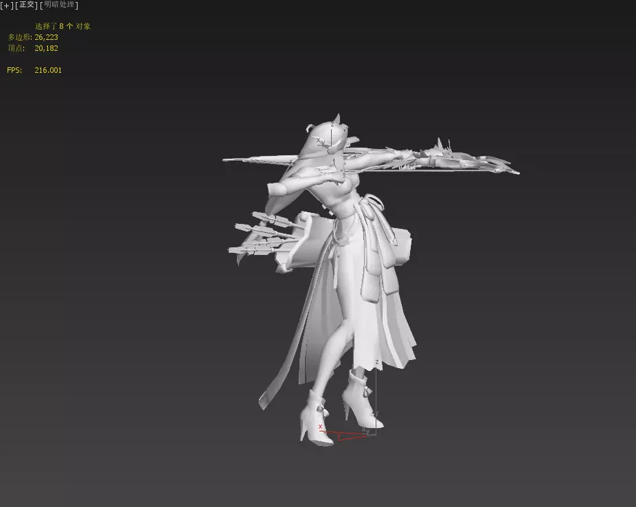 Beautiful female archer Low-poly 3D model_29