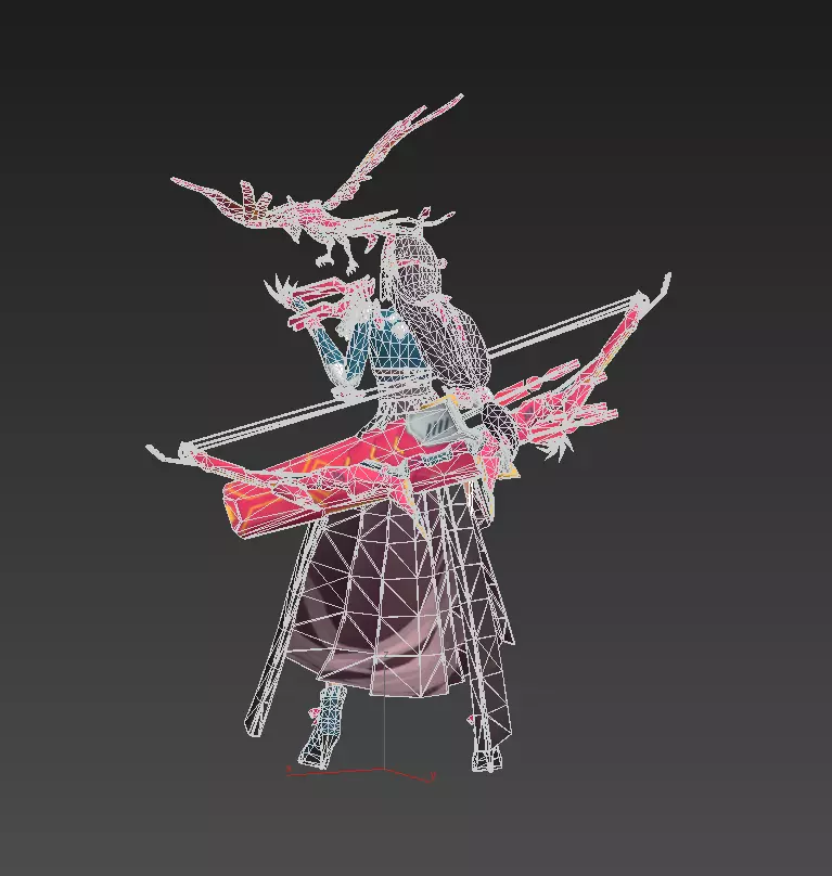 Beautiful female archer Low-poly 3D model_31