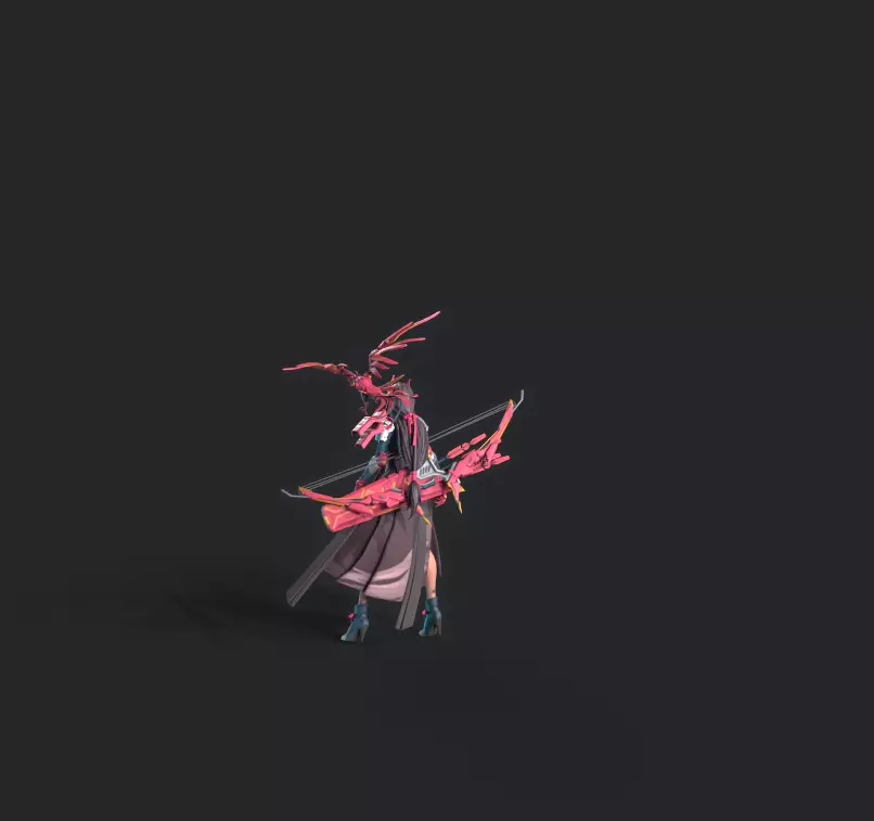 Beautiful female archer Low-poly 3D model_12