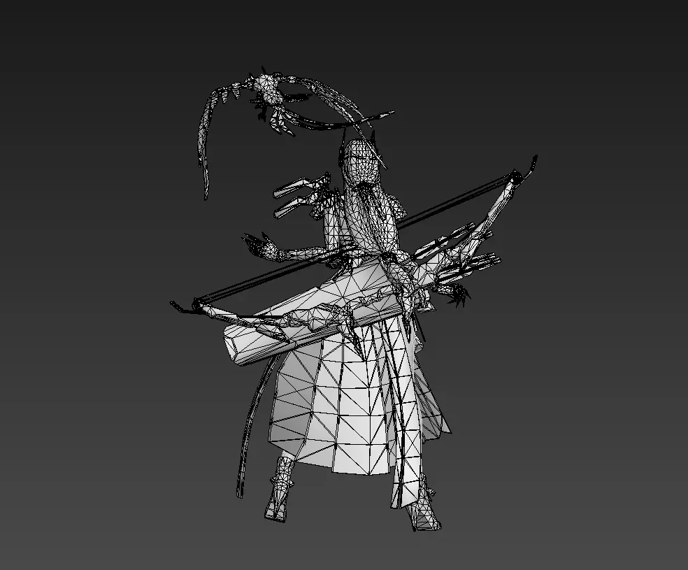 Beautiful female archer Low-poly 3D model_15
