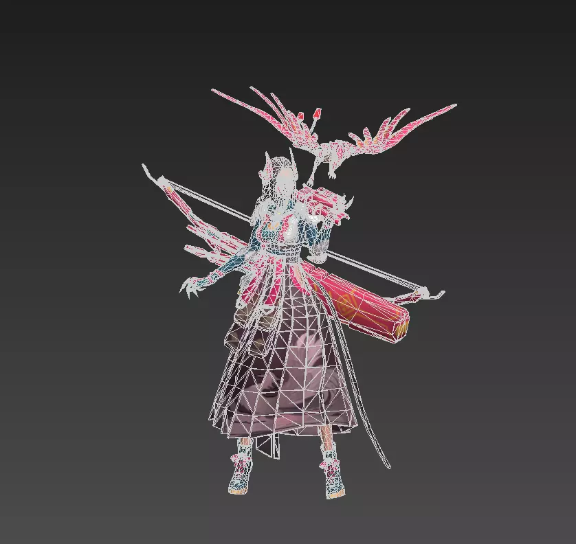 Beautiful female archer Low-poly 3D model_34