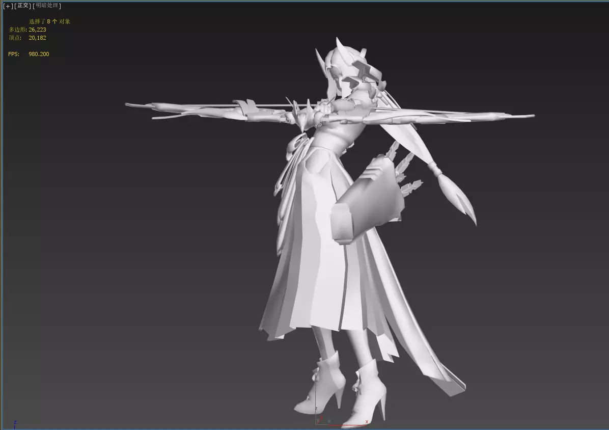 Beautiful female archer Low-poly 3D model_28