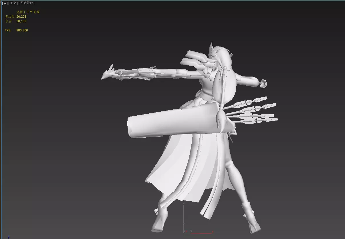 Beautiful female archer Low-poly 3D model_35