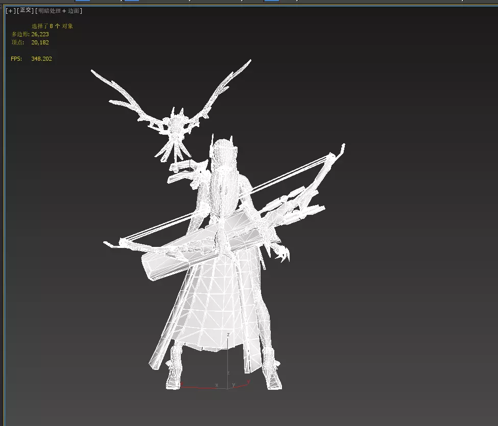 Beautiful female archer Low-poly 3D model_24