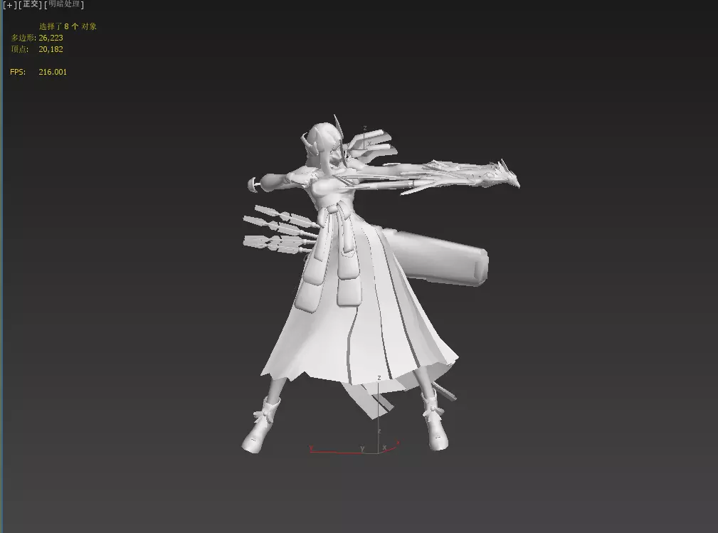 Beautiful female archer Low-poly 3D model_25