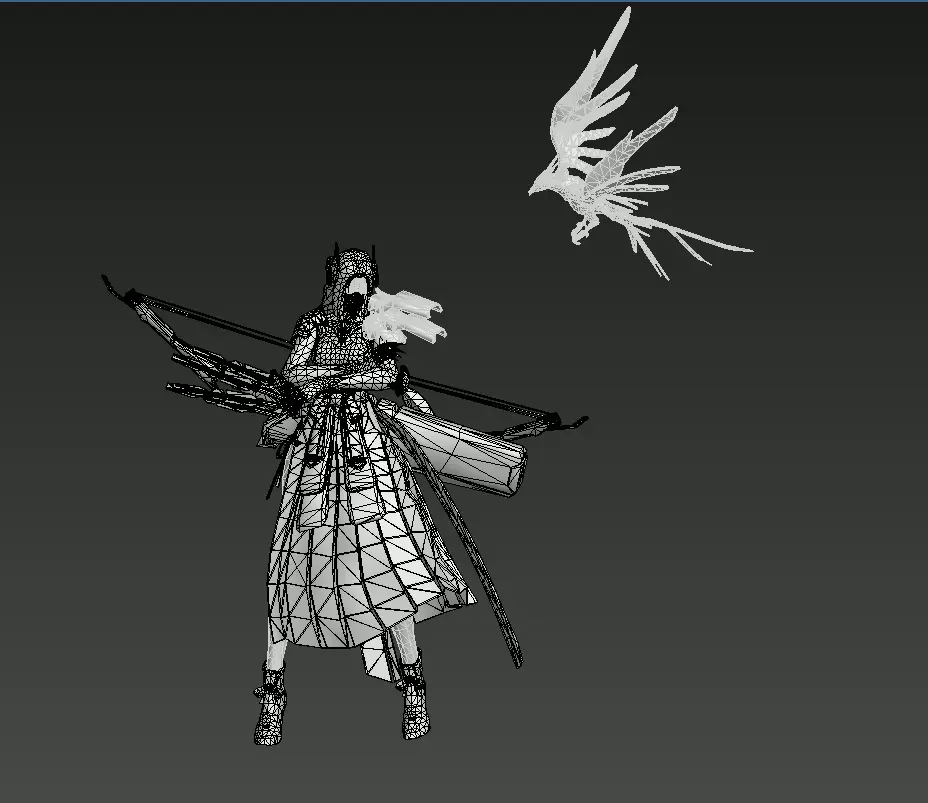 Beautiful female archer Low-poly 3D model_22