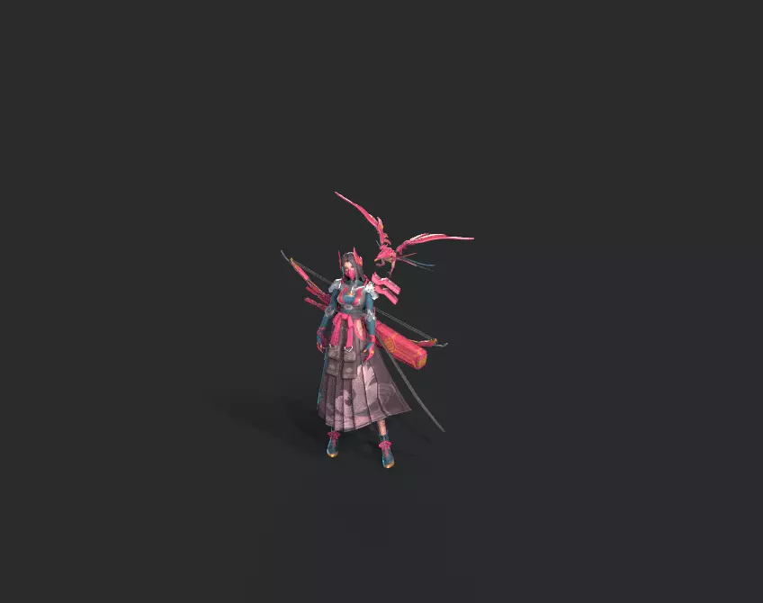 Beautiful female archer Low-poly 3D model_13