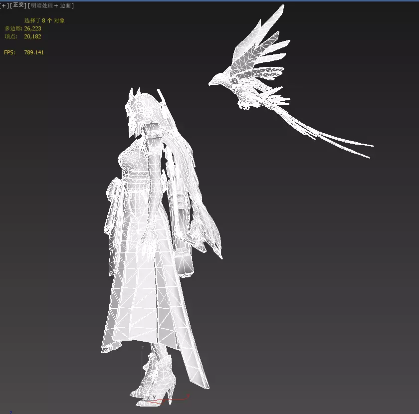 Beautiful female archer Low-poly 3D model_18