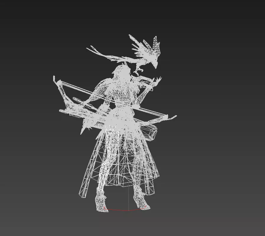 Beautiful female archer Low-poly 3D model_36