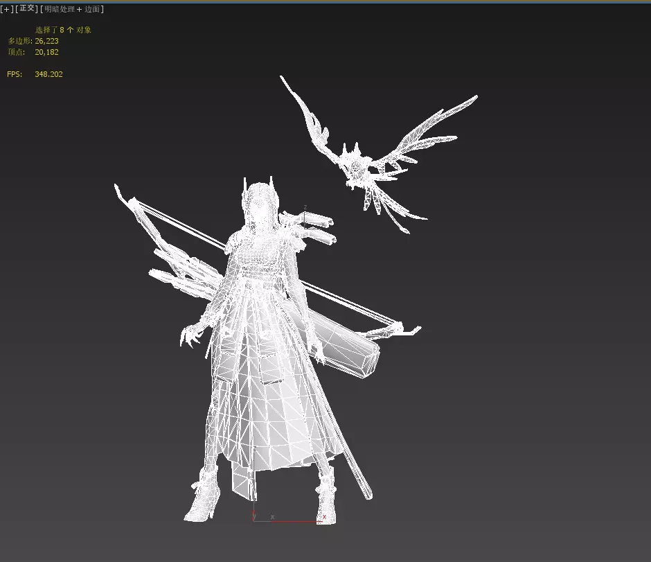 Beautiful female archer Low-poly 3D model_26