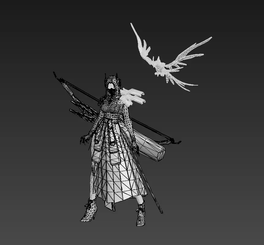 Beautiful female archer Low-poly 3D model_20