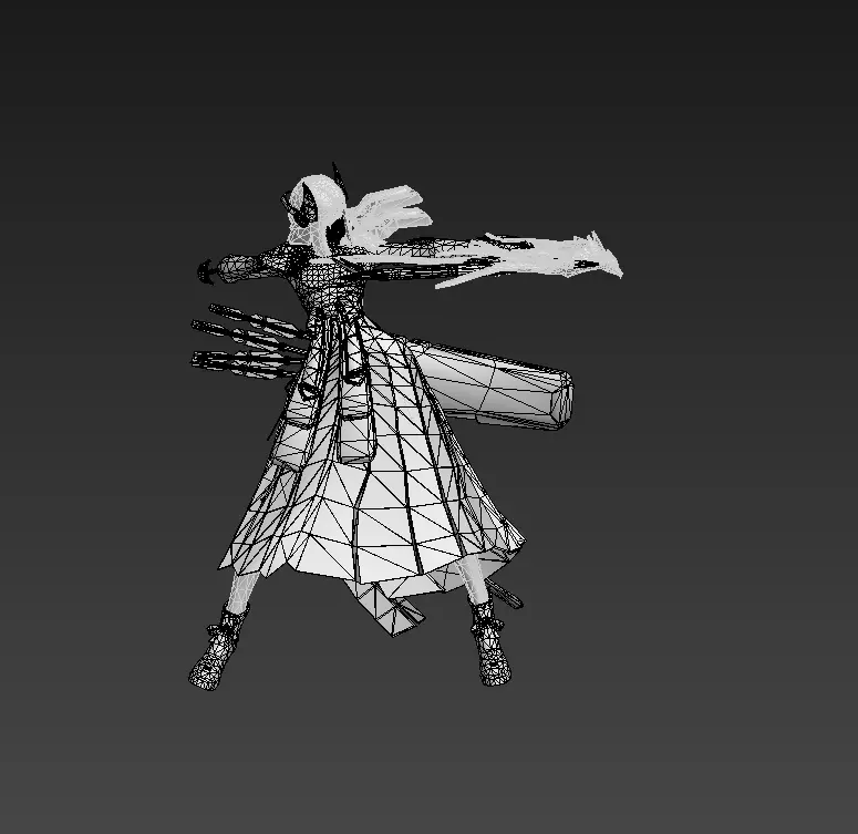 Beautiful female archer Low-poly 3D model_27