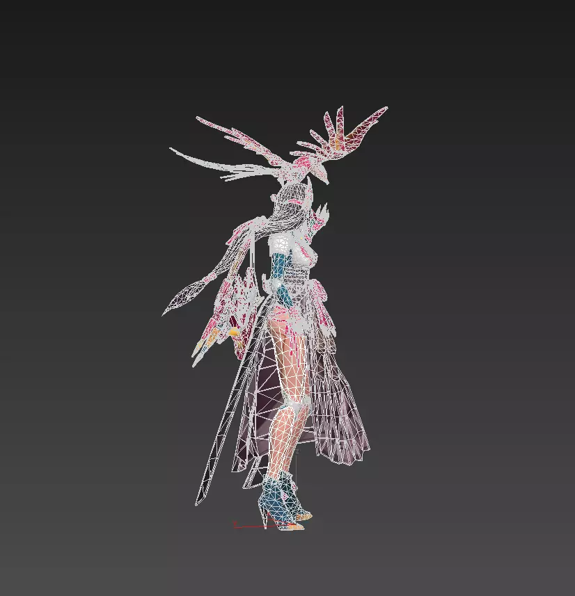 Beautiful female archer Low-poly 3D model_30